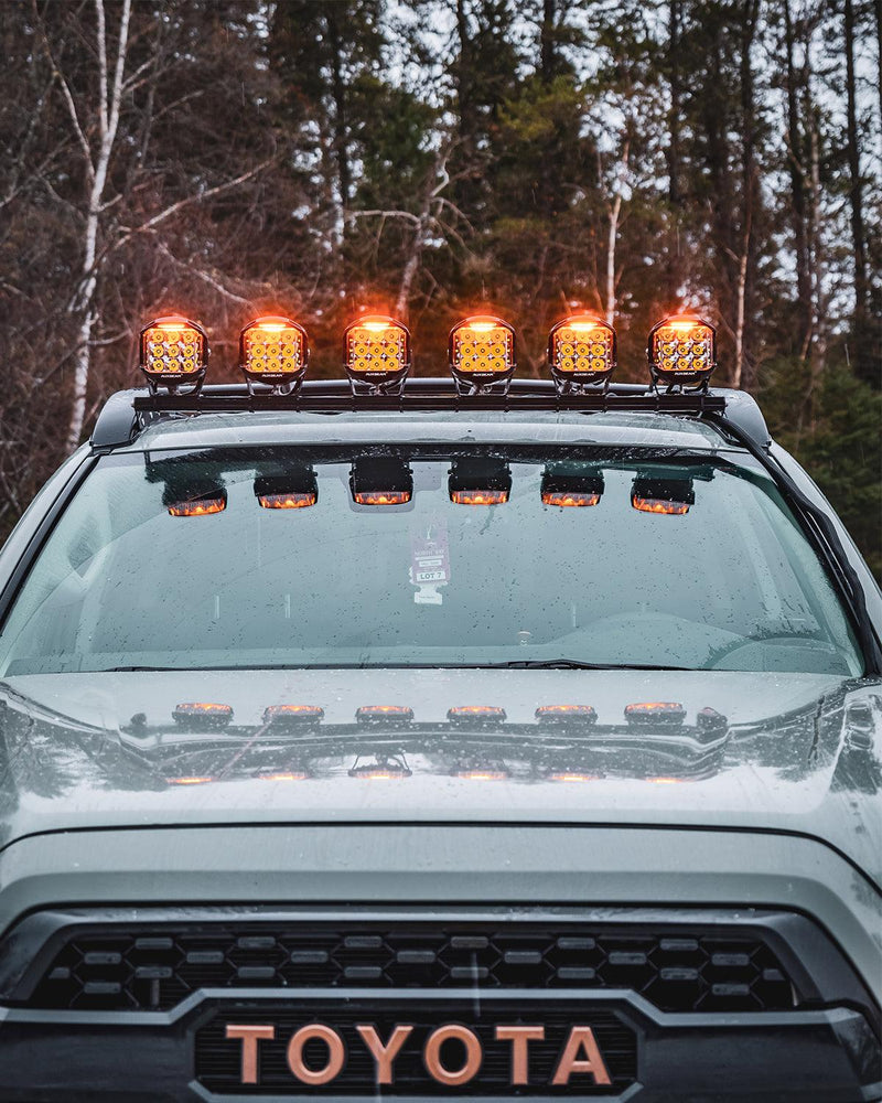 Load image into Gallery viewer, V-MAX Series | 4 Inch 92W 8960LM Combo Beam Side Shooter LED Square Pod Lights with Amber DRL
