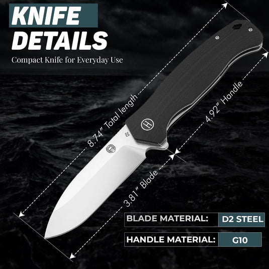 The Wild Trail Folding Pocket Knife Giftset for Men and Women (Silver and Black)