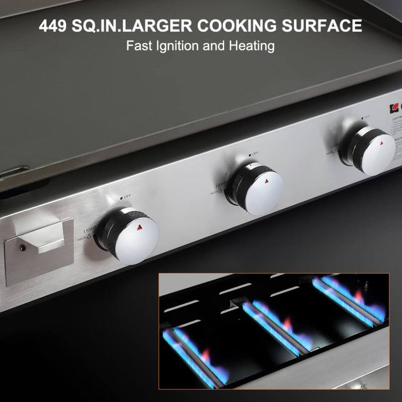 Load image into Gallery viewer, Camplux Outdoor Gas Griddle Grill Combo 3 Burner ,Camping and Tailgating 33,000 BTU w/ 20 LB LP Connector
