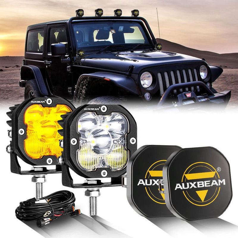 Load image into Gallery viewer, 3 Inch 80W 9600LM LED Pods Lights White&amp;Amber for JEEP

