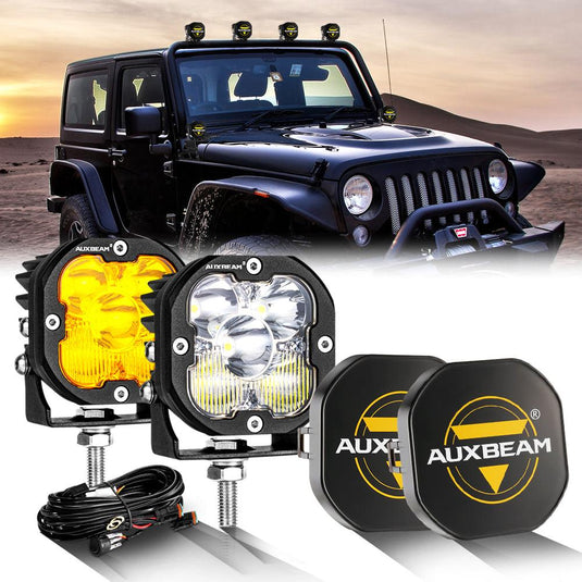 3 Inch 80W 9600LM LED Pods Lights White&Amber for JEEP