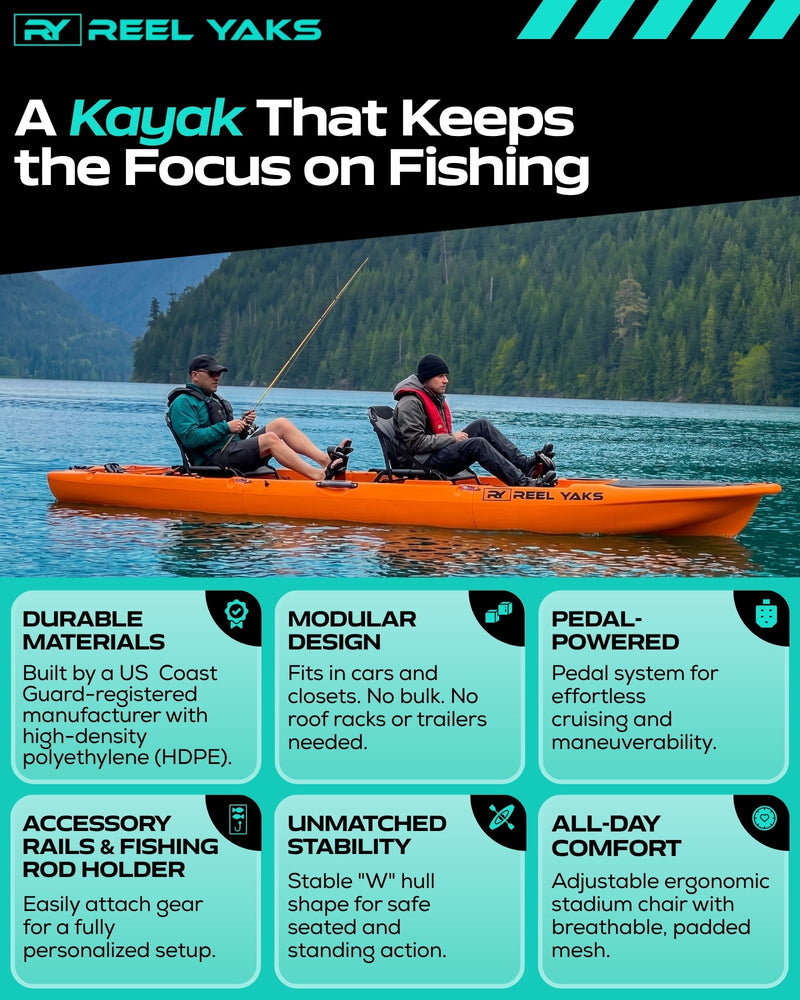 Load image into Gallery viewer, Rocket 13.8ft Tandem Fin Drive Modular Fishing Kayak
