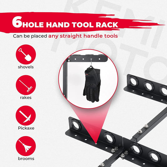 Landscape Hand Tool Rack With 6 Hole for Truck Trailer Mower UTV