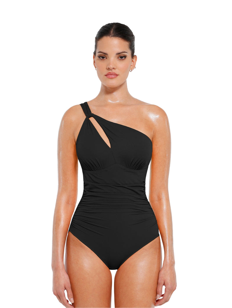 Load image into Gallery viewer, Cut-Out One-Shoulder Shapewear Swimsuit

