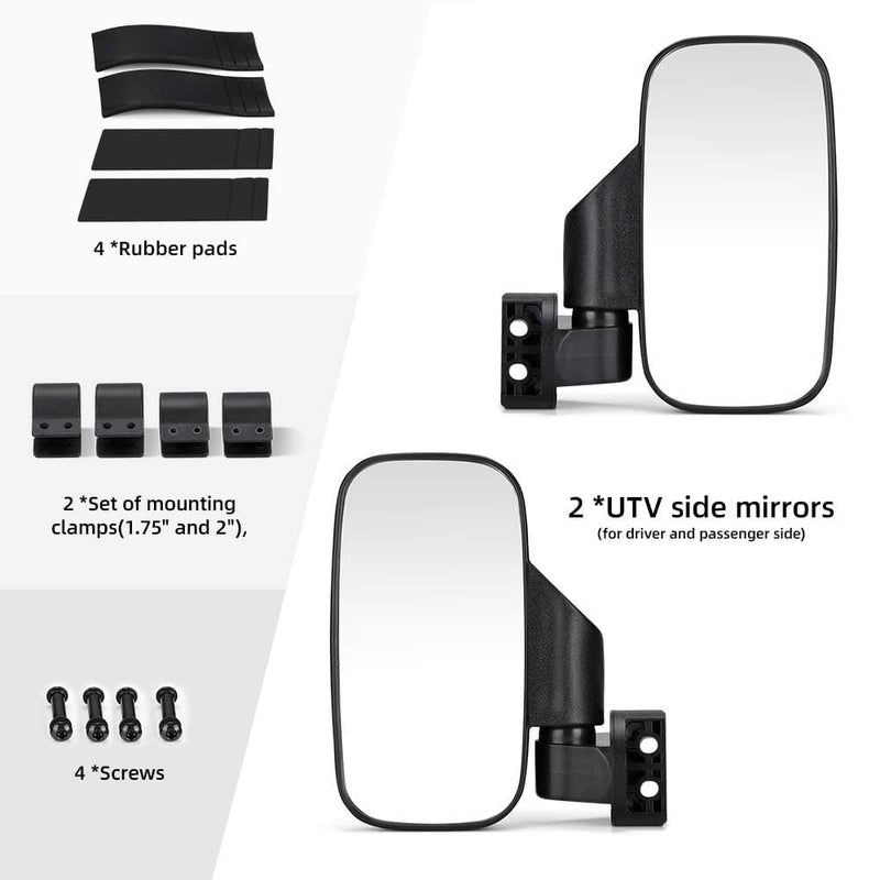 Load image into Gallery viewer, UTV Adjustable Rear View Mirror &amp; Side Mirrors for 1.75"-2" Round Tube
