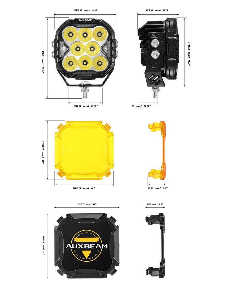 Load image into Gallery viewer, CUBE-Z Series 4 Inch Spot LED Pod Lights Off Road Lights with White DRL &amp; Amber Turn Signal Lights
