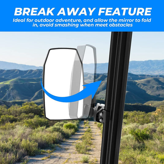 Wider UTV Side Mirrors Pro-Fit for Polaris Ranger XP/ General/ Defender (1 pair)
