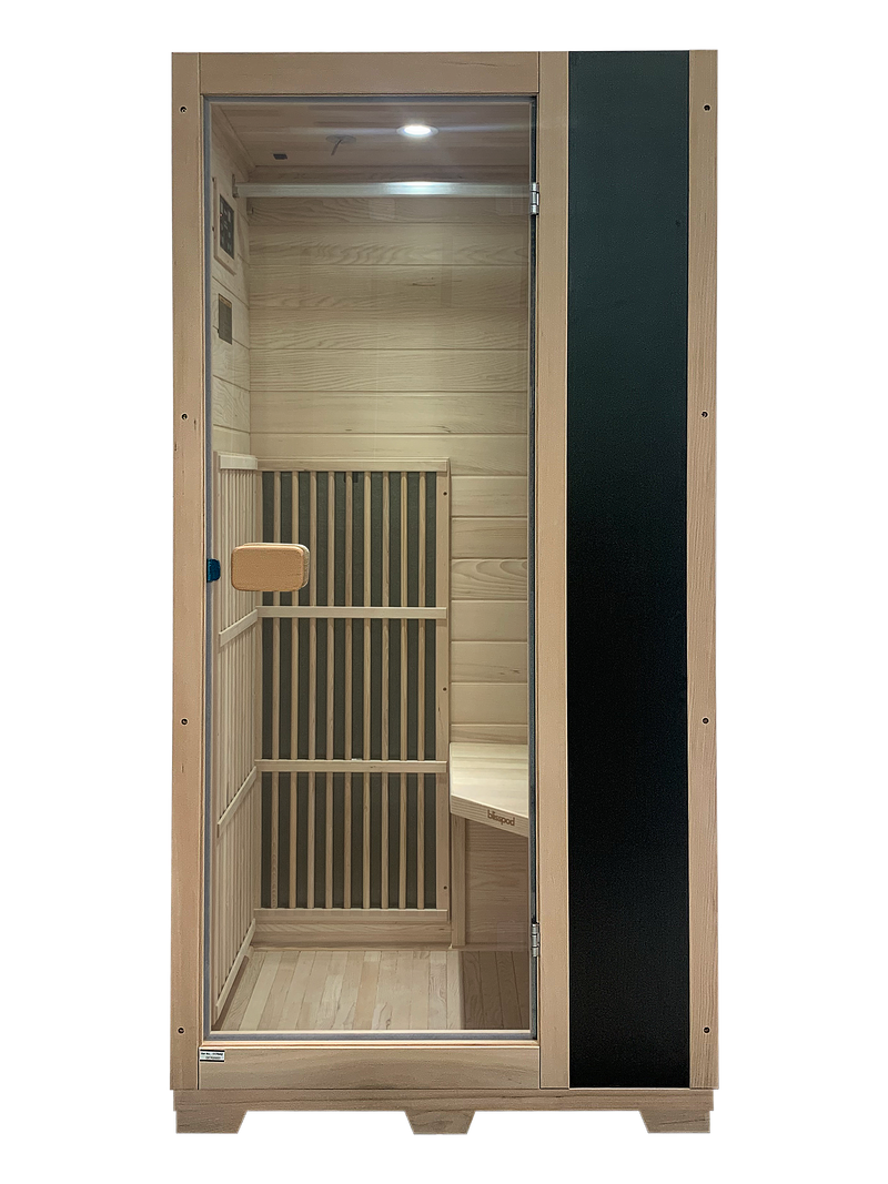 Load image into Gallery viewer, Blisspod | Vienna | Far Infrared Sauna | Canadian Hemlock Very Low EMF | 72.8"H x 35.4"W x 25.6"D | 1 Person
