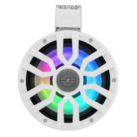 8" NXL-iQ Marine Tower Speaker with Digital LED Lights, Neodymium Magnet, 1" Compression Driver, IP65 Rated, 350W RMS, 4-Ohm