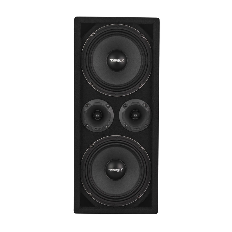 Load image into Gallery viewer, Loaded Voceteo Enclosure with Dual 8" Speakers, Dual 3.78" Tweeters, Amplifier &amp; Speakon Cable
