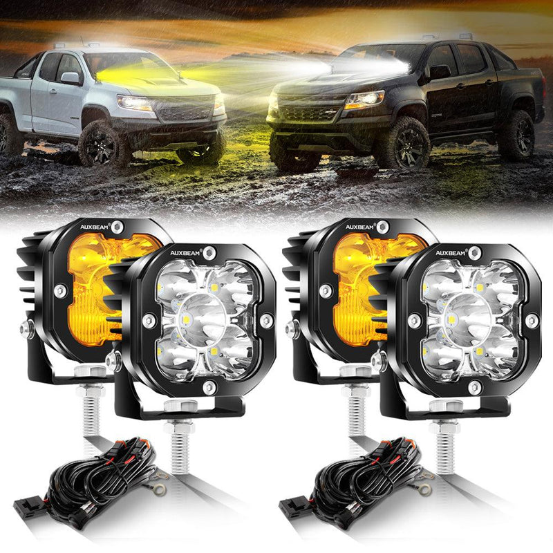 Load image into Gallery viewer, 3 Inch 80W 9600LM LED Pods Lights White&amp;Amber for CHEVROLET
