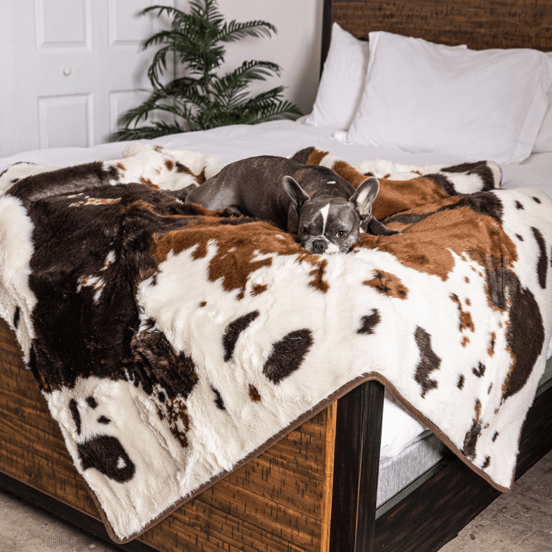 Load image into Gallery viewer, PupProtector™ Waterproof Throw Blanket - Brown Faux Cowhide
