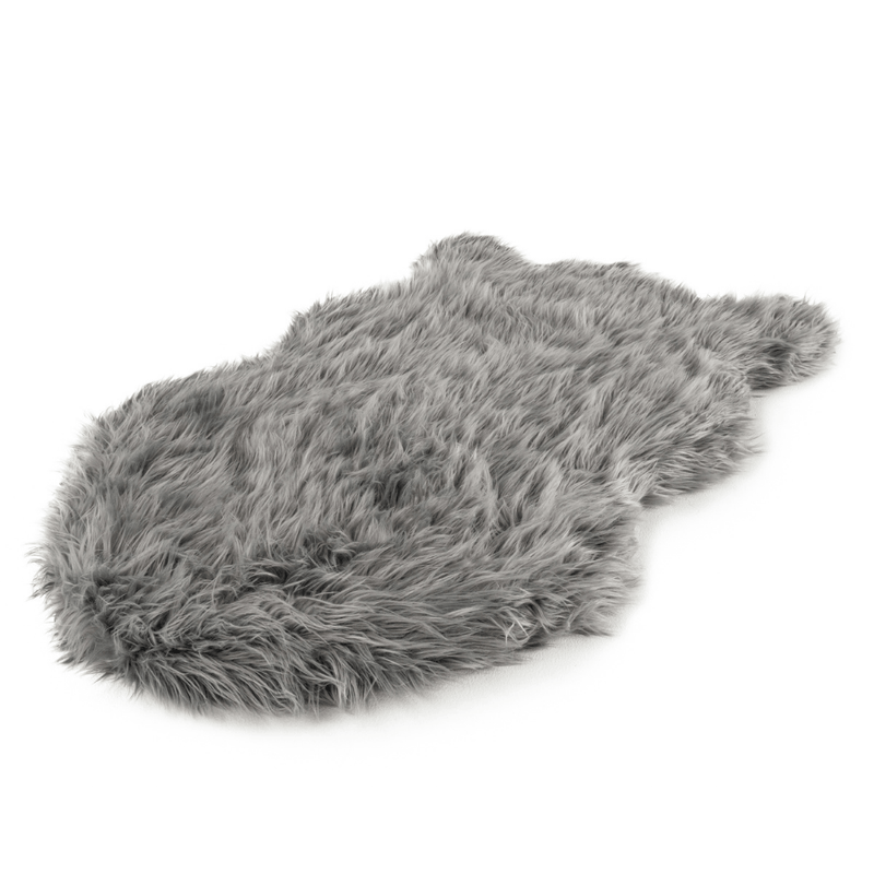 Load image into Gallery viewer, PupRug by Paw.com® Faux Fur Orthopedic Dog Bed - Curve Charcoal Grey
