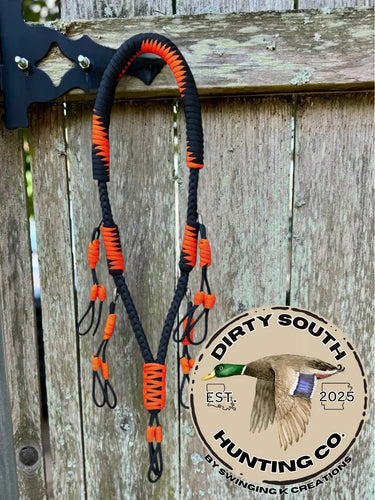 Black & Orange Paracord Duck Call Lanyard – 4 Drop Removable Loops | Waterfowl Hunting Gear