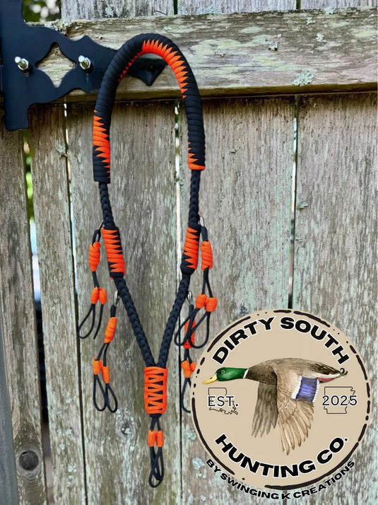 Black & Orange Paracord Duck Call Lanyard – 4 Drop Removable Loops | Waterfowl Hunting Gear