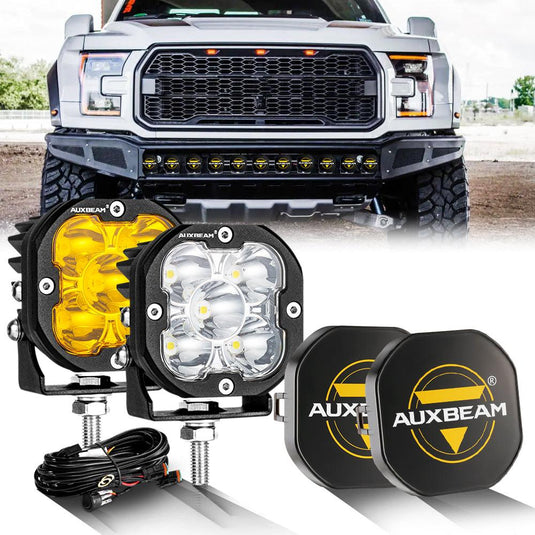 3 Inch 80W 9600LM LED Pods Lights White&Amber for FORD