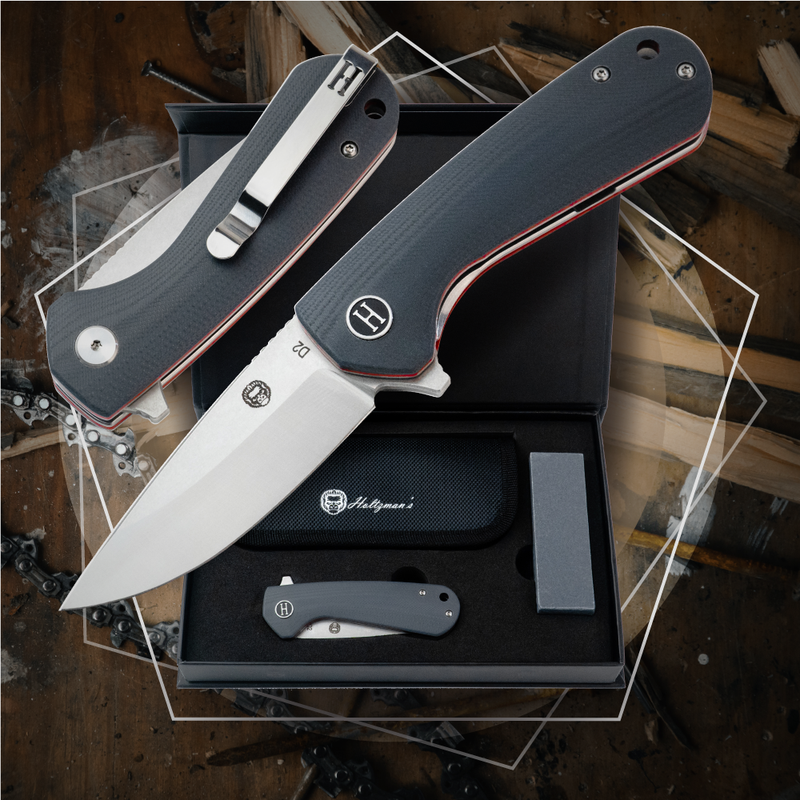 Load image into Gallery viewer, The Peasant Folding Pocket Knife Giftset for Men and Women (Red and Grey)
