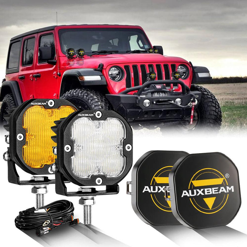 Load image into Gallery viewer, 3 Inch 80W 9600LM LED Pods Lights White&amp;Amber for JEEP
