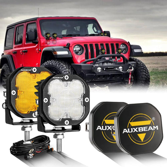 3 Inch 80W 9600LM LED Pods Lights White&Amber for JEEP