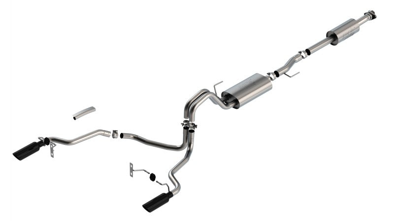 Load image into Gallery viewer, Borla F-150 2021 3.3L CC SB EC STB XL/XLT/Lariat/KR/Plnm/LTD 3/2.25 SRE Cat-Back ATAK Black CHR Tips
