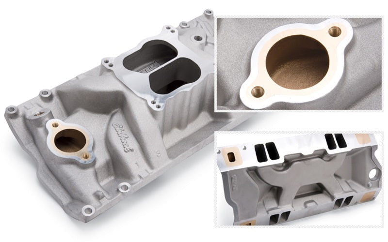 Load image into Gallery viewer, Edelbrock Manifold Marine RPM Chevy Big Block Oval Port w/ Brass
