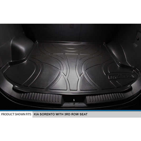 SMARTLINER Custom Fit Floor Liners For 2014-2015 Kia Sorento (with 3rd Row Seats) - Black / 2 Row Floor Mat Liner Set & Cargo Liner Behind the 2nd Row