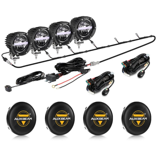 C4 Series | 4 Inch 110W 11000LM LED Pods Offroad LED Driving Lights with Amber DRL