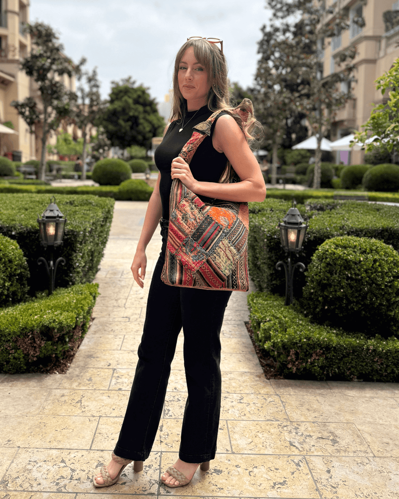 Load image into Gallery viewer, Kathmandu Collection Quilted Patchwork Hobo Bag
