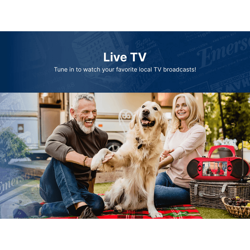 Load image into Gallery viewer, Emerson 7&quot; Bluetooth DVD Boombox with AMFM Radio &amp; Digital TV
