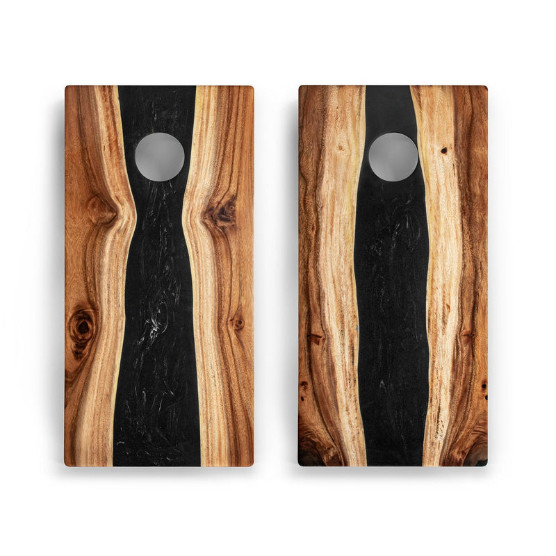 Load image into Gallery viewer, 2ft x 4ft Resin &amp; Wood Classic Cornhole Set | Live Edge River Collection
