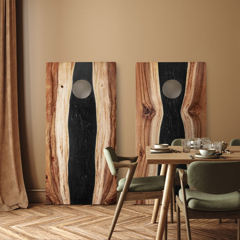 Load image into Gallery viewer, 2ft x 4ft Resin &amp; Wood Classic Cornhole Set | Live Edge River Collection
