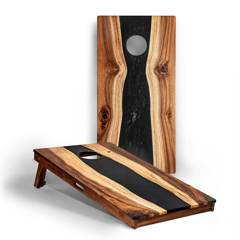 Load image into Gallery viewer, 2ft x 4ft Resin &amp; Wood Classic Cornhole Set | Live Edge River Collection
