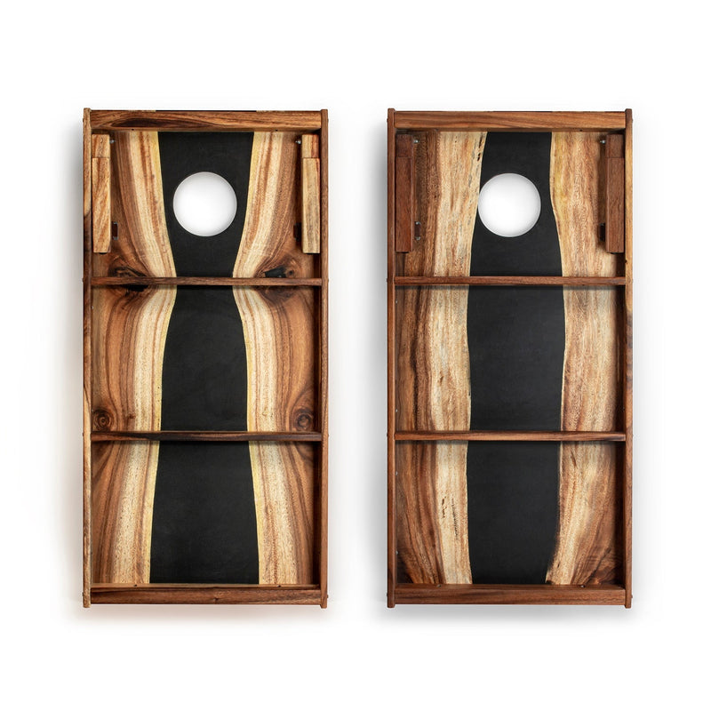 Load image into Gallery viewer, 2ft x 4ft Resin &amp; Wood Classic Cornhole Set | Live Edge River Collection
