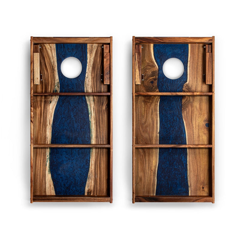 Load image into Gallery viewer, 2ft x 4ft Resin &amp; Wood Classic Cornhole Set | Live Edge River Collection
