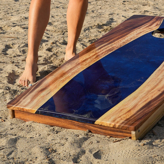 2ft x 4ft Resin & Wood Classic Cornhole Set | Live Edge River Collection