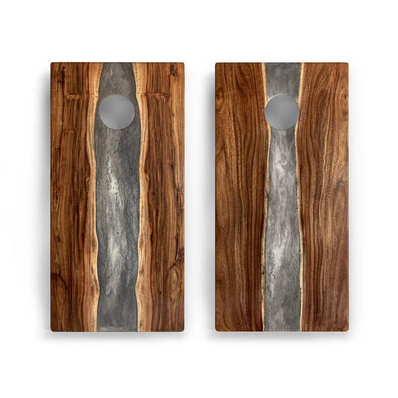 Load image into Gallery viewer, 2ft x 4ft Resin &amp; Wood Classic Cornhole Set | Live Edge River Collection
