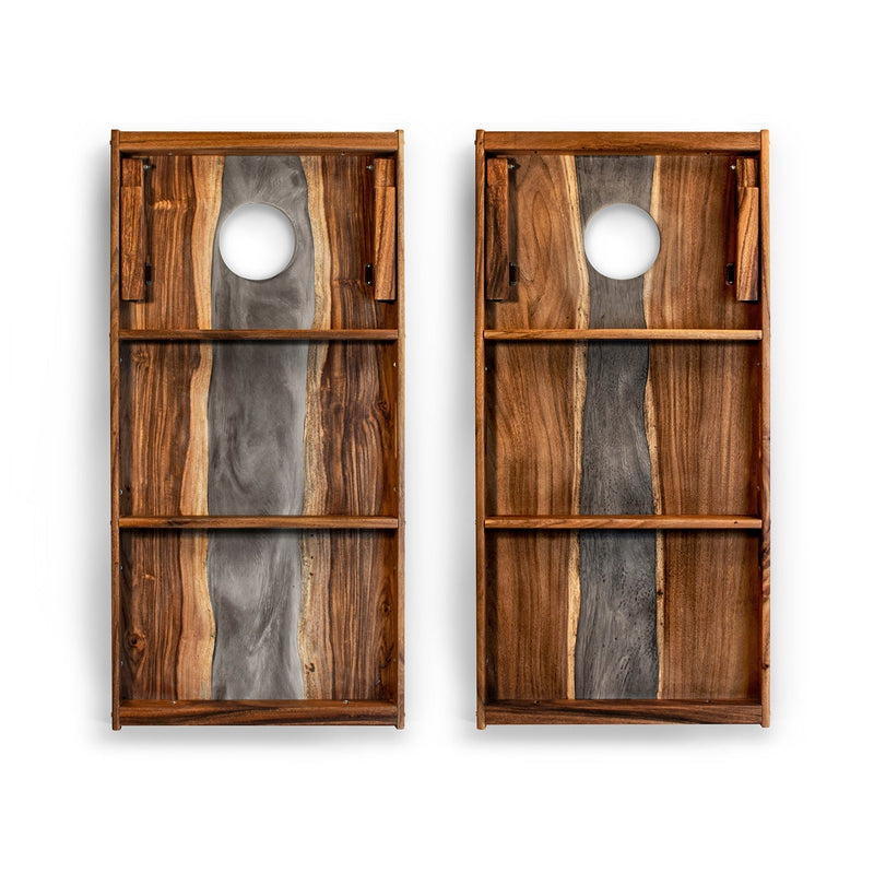Load image into Gallery viewer, 2ft x 4ft Resin &amp; Wood Classic Cornhole Set | Live Edge River Collection
