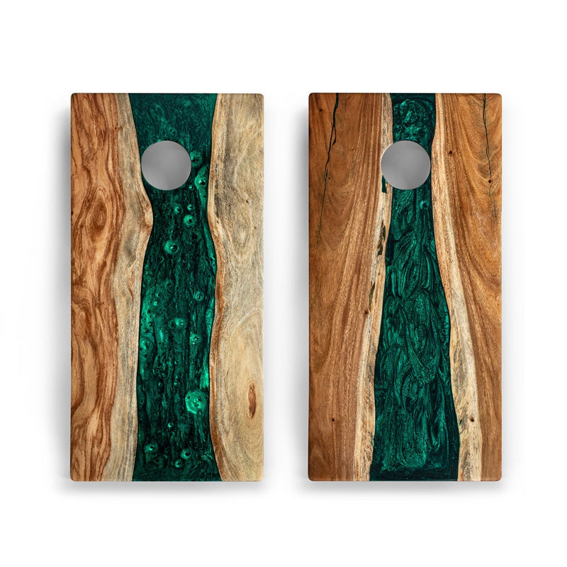 Load image into Gallery viewer, 2ft x 4ft Resin &amp; Wood Classic Cornhole Set | Live Edge River Collection
