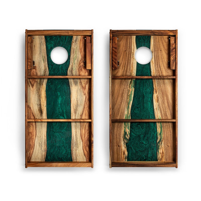 Load image into Gallery viewer, 2ft x 4ft Resin &amp; Wood Classic Cornhole Set | Live Edge River Collection
