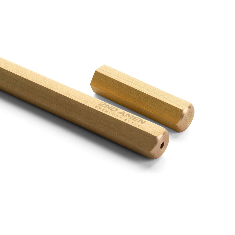 Load image into Gallery viewer, 2nd Amen EDC Pen Solid Brass Roller Ball Black Gel Ink Pen
