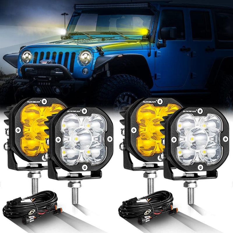 Load image into Gallery viewer, 3 Inch 80W 9600LM LED Pods Lights White&amp;Amber for JEEP
