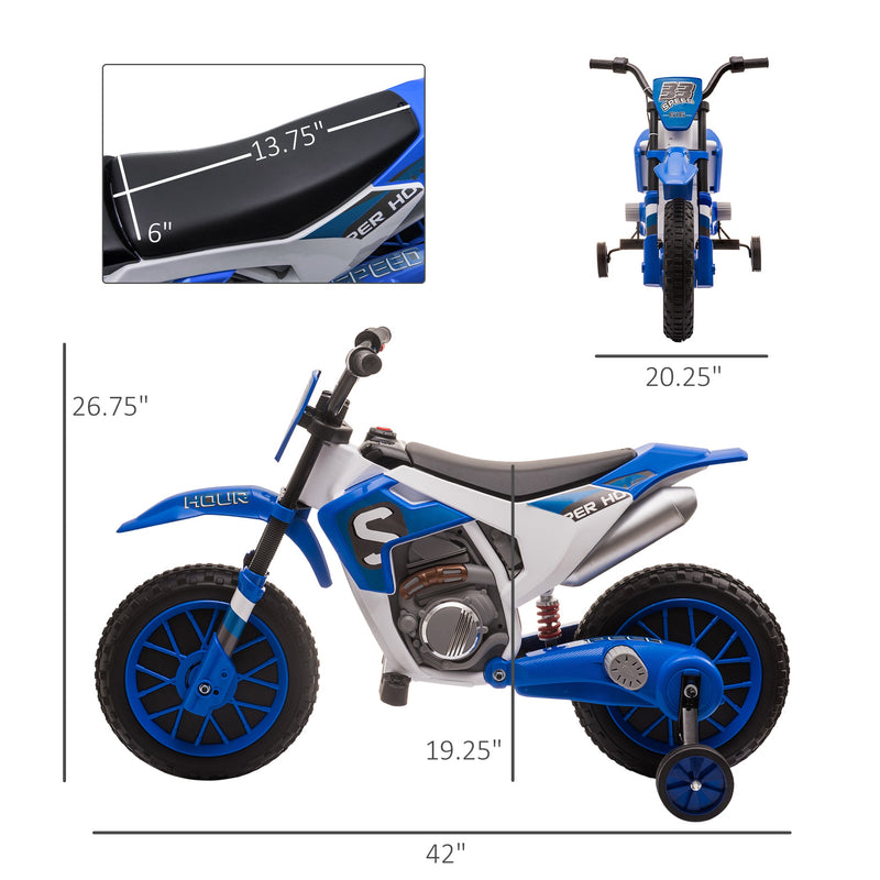 Load image into Gallery viewer, 12V Rechargeable Dirt Bike Toy with Training Wheels - Perfect for Little Riders!
