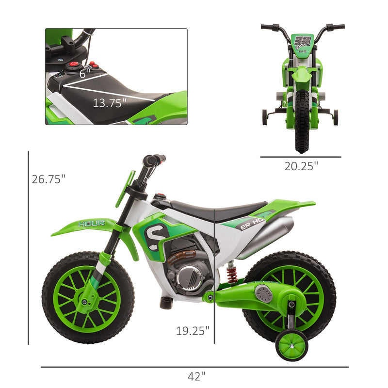 Load image into Gallery viewer, 12V Rechargeable Dirt Bike Toy with Training Wheels - Perfect for Little Riders!
