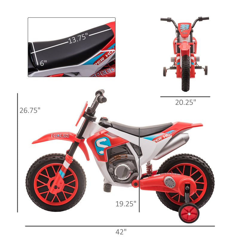 Load image into Gallery viewer, 12V Rechargeable Dirt Bike Toy with Training Wheels - Perfect for Little Riders!
