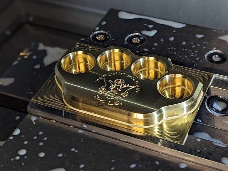 Load image into Gallery viewer, Milspin 3/4lb Brass Knuckle Gadsden Flag Solid Brass Paperweight
