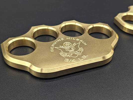 Milspin 3/4lb Brass Knuckle F*ck Around Find Out Solid Brass Paperweight