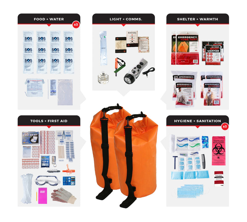 Load image into Gallery viewer, 3 Person Comfort Survival Kit, Dry Bag
