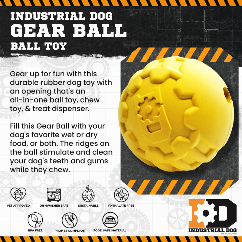 Load image into Gallery viewer, Industrial Dog Ball Rubber Chew Toy for Heavy Chewers | Yellow | USA Made | SodaPup
