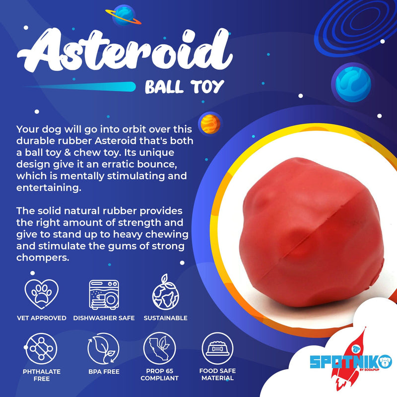 Load image into Gallery viewer, Asteroid Rubber Dog Chew Toy for Heavy Chewers | Red Retrieving Toy | USA Made
