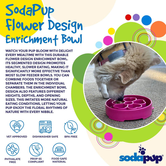 Flower eBowl Deep Slow Feeder Dog Bowl for Enrichment | USA Made